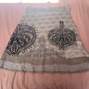 Desigual Gray and White Patterned Boho Skirt